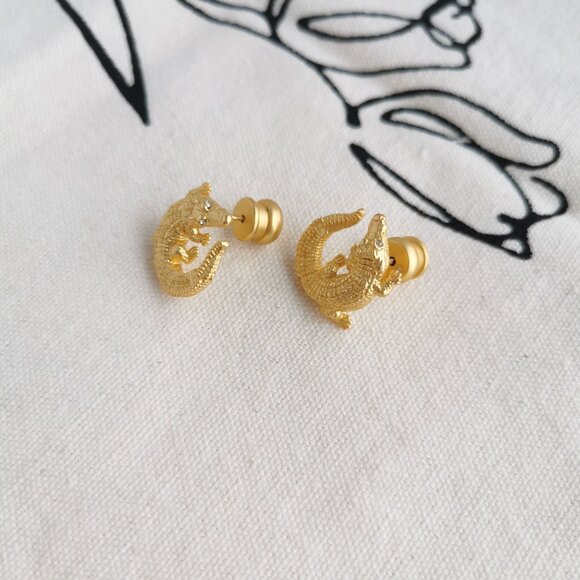Julie Vos Stud Earrings - Alligator - Gold - Picture 2 of 4